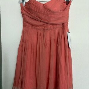🚨 J. Crew 100% Silk lined Coral Ruffle Wrap Women Dress Formal 12 petite NWT🚨